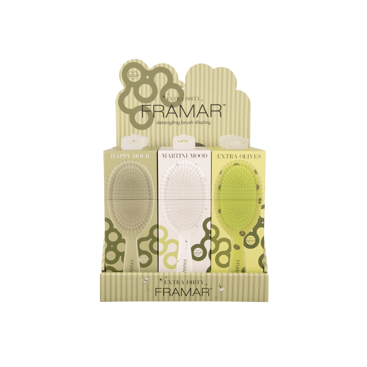 Framar Detangle Brush Display - Extra Dirty 9pc