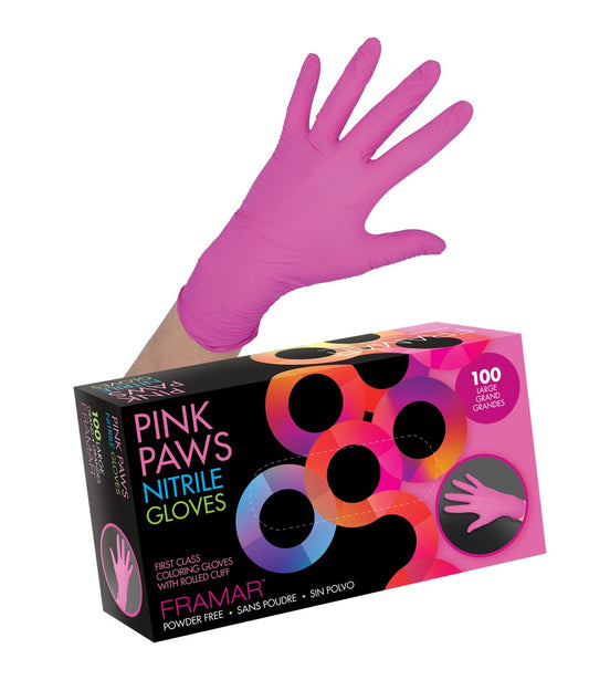 Framar Pink Paws Nitrile Gloves Medium